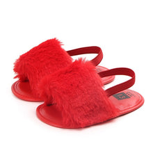 Load image into Gallery viewer, Summer Soft hair style Classic Baby Girl Slipper Sandals Breathable Baby Fur Shoes Simple Elastic Sandals princess Baby